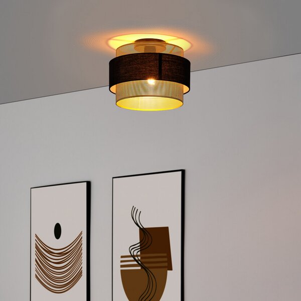 OSRAM таванска лампа Decor Hornet, 1-пламъчна, черна/златна, Затъмняване, Черен, Дневна/трапезария, Плат / текстил, Модерен