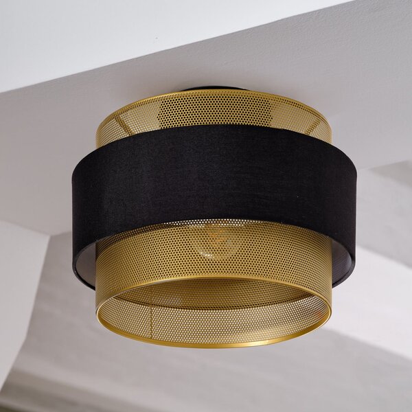 OSRAM таванска лампа Decor Hornet, 1-пламъчна, черна/златна, Затъмняване, Черен, Дневна/трапезария, Плат / текстил, Модерен