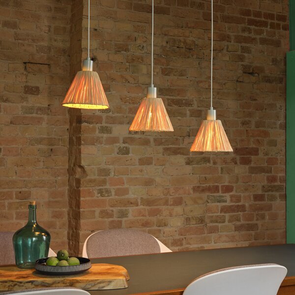 OSRAM висяща лампа Decor Raffia, 3-флуелна, рафиа, натурална, Затъмняване, Кафяв / ръждив, Дневна/трапезария, Други материали, Къща в провинцията / Рустик