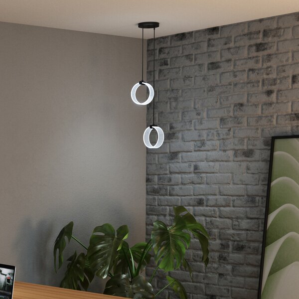 OSRAM LED висяща лампа Decor Circle, 2-лампова, CCT, черна, Черен, Дневна/трапезария, Пластмаса, Модерен