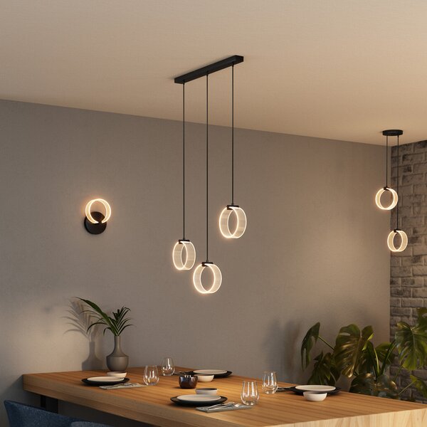 OSRAM LED висяща лампа Decor Circle, 3-флуоресцентна, CCT, черна, Черен, Дневна/трапезария, Пластмаса, Модерен