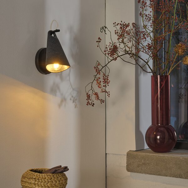 OSRAM стенна лампа Decor Bell, черна, стомана, E27, Затъмняване, Черен, Дневна/трапезария, Метал, Модерен