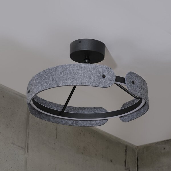 OSRAM LED плафон Decor Curve Felt, сив, филц, 3000 K, Сив, Дневна/трапезария, Плат / текстил, Модерен