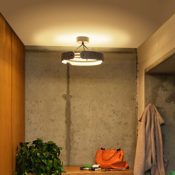 OSRAM LED плафон Decor Curve Felt, сив, филц, 3000 K, Сив, Дневна/трапезария, Плат / текстил, Модерен