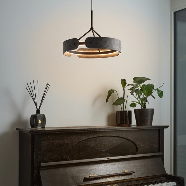 OSRAM LED висяща лампа Decor Curve Felt, сива, филц, 3000 K, Сив, Дневна/трапезария, Плат / текстил, Модерен