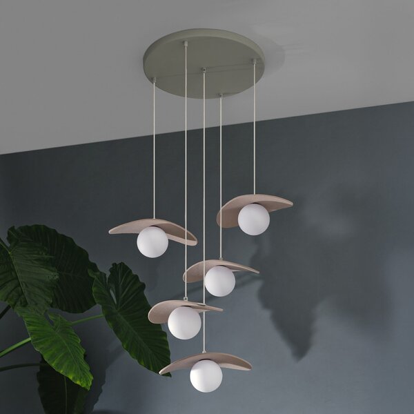 OSRAM висяща лампа Decor Pearl, 5-пламъчна, бежова, филц, G9, Затъмняване, Бежов, Дневна/трапезария, Плат / текстил, Модерен