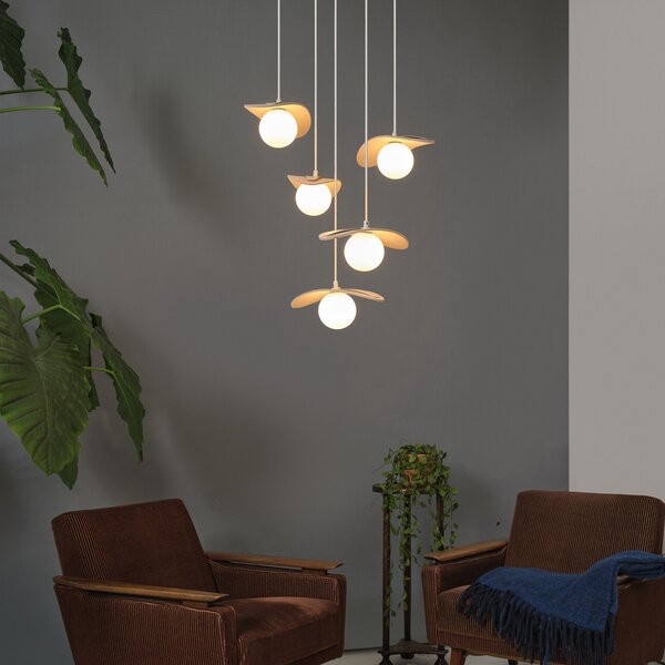 OSRAM висяща лампа Decor Pearl, 5-пламъчна, бежова, филц, G9, Затъмняване, Бежов, Дневна/трапезария, Плат / текстил, Модерен