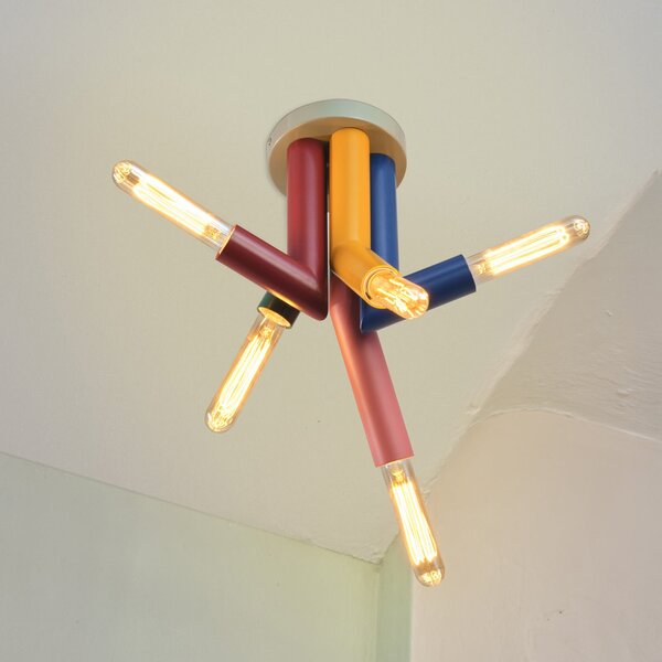 OSRAM таванска лампа Decor Straw, 5-светлинна, стомана, цветна, E27, Затъмняване, Многоцветен, Дневна/трапезария, Метал, Модерен