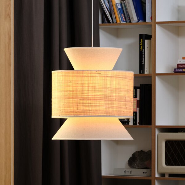 OSRAM висяща лампа Decor Wrap Cone, бежова, рафия, лен, E27, Затъмняване, Бежов, Дневна/трапезария, Плат / текстил, Къща в провинцията / Рустик