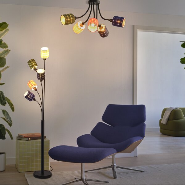 OSRAM Таванска лампа Decor Felt Weaving Cans, цветна, 5-светлинна, E14, Затъмняване, Многоцветен, Дневна/трапезария, Плат / текстил