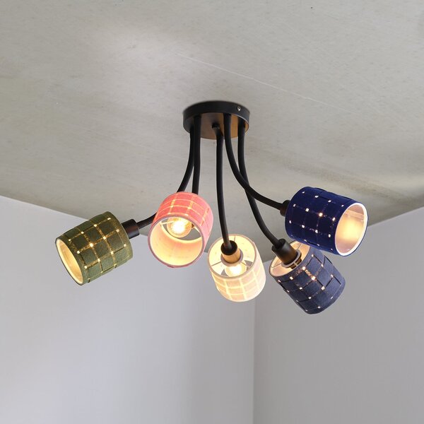 OSRAM Таванска лампа Decor Felt Weaving Cans, цветна, 5-светлинна, E14, Затъмняване, Многоцветен, Дневна/трапезария, Плат / текстил