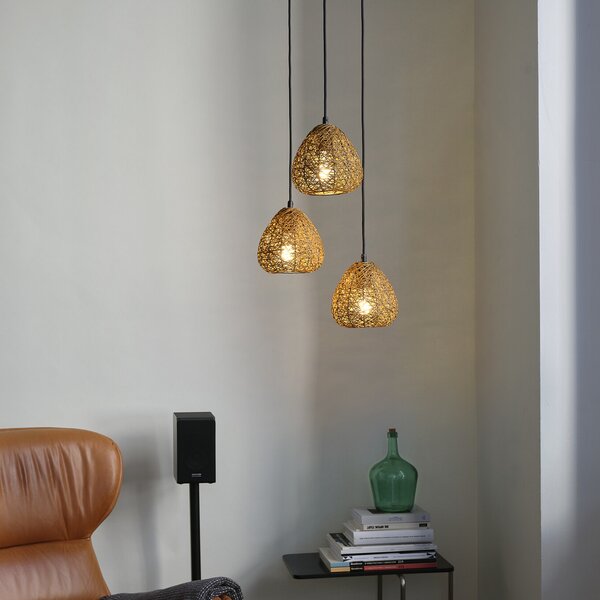 OSRAM висяща лампа Decor Paper Drop, 3-лампова, кръгла, бежова, E27, Затъмняване, Бежов, Дневна/трапезария, Хартия / картон, Къща в провинцията / Рустик