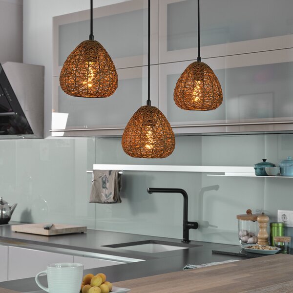 OSRAM висяща лампа Decor Paper Drop, 3-крил, дълга, бежова, E27, Затъмняване, Бежов, Дневна/трапезария, Хартия / картон, Къща в провинцията / Рустик