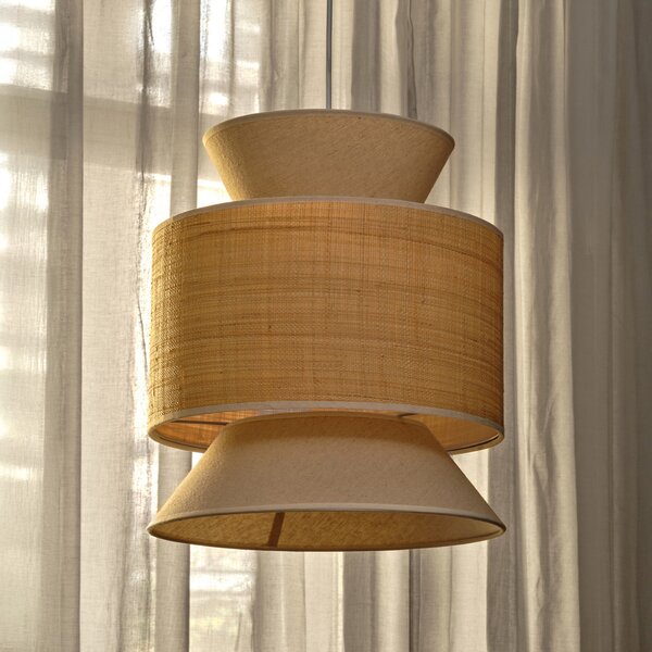 OSRAM висяща лампа Decor Wrap Cone, бежова, рафия, лен, E27, Затъмняване, Бежов, Дневна/трапезария, Плат / текстил, Къща в провинцията / Рустик