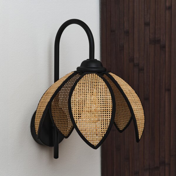 OSRAM стенна лампа Decor Rattan Lotus, бежова/черна, E27, Затъмняване, Бежов, Дневна/трапезария, Дървесина, Средиземноморски