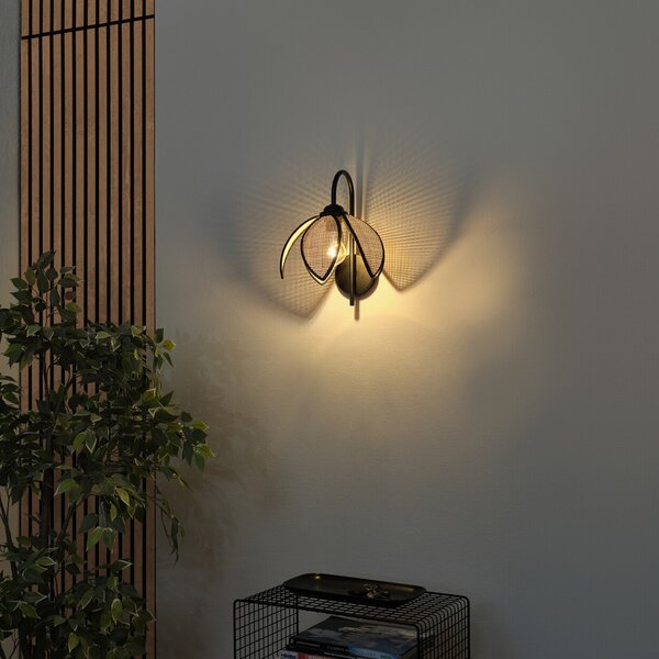 OSRAM стенна лампа Decor Rattan Lotus, бежова/черна, E27, Затъмняване, Бежов, Дневна/трапезария, Дървесина, Средиземноморски