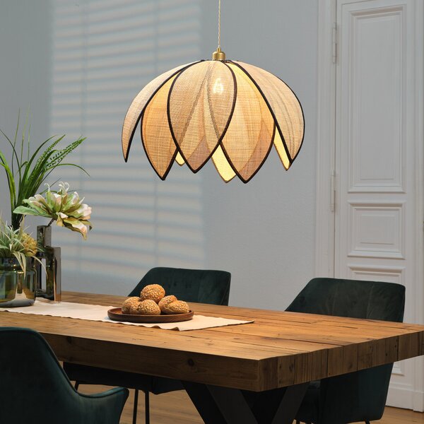 OSRAM висяща лампа Decor Rattan Lotus, Ø 67 cm, бежова, E27, Затъмняване, Бежов, Дневна/трапезария, Дървесина, Средиземноморски