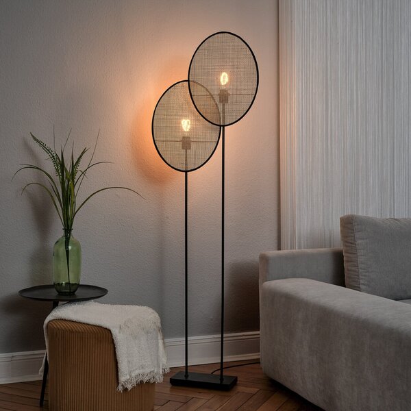 OSRAM стояща лампа Decor Rattan Dandelion, 2-лампова, бежова, E27, Бежов, Дневна/трапезария, Дървесина, Средиземноморски