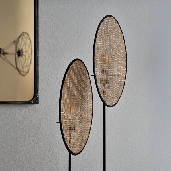 OSRAM стояща лампа Decor Rattan Dandelion, 2-лампова, бежова, E27, Бежов, Дневна/трапезария, Дървесина, Средиземноморски