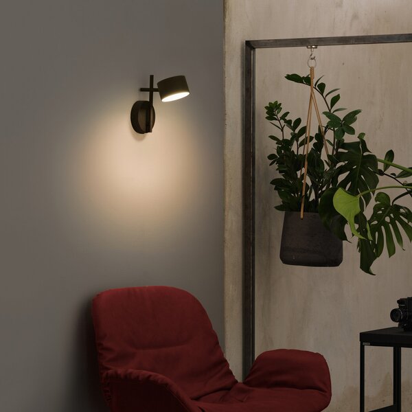 OSRAM LED стенна лампа Decor Kyoto, черна, с димер, щепсел, Затъмняване, Черен, Дневна/трапезария, Алуминий, Модерен