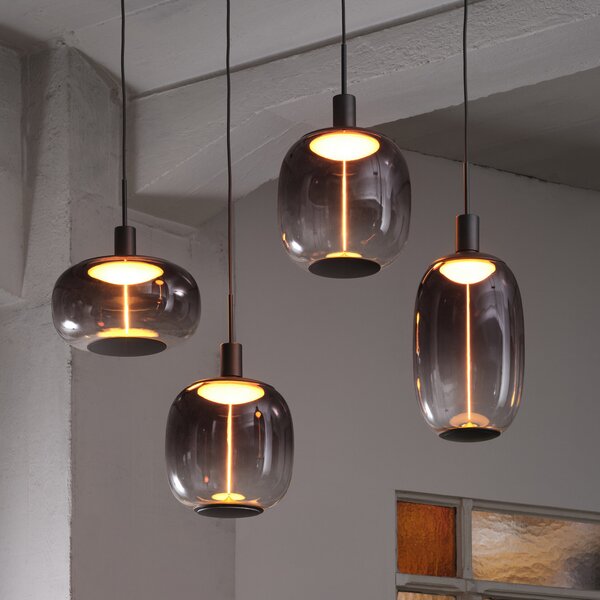 OSRAM висяща лампа Decor Needle Linear, сива, стомана, 4-fl. E27, Затъмняване, Сив, Дневна/трапезария, Метал, Модерен