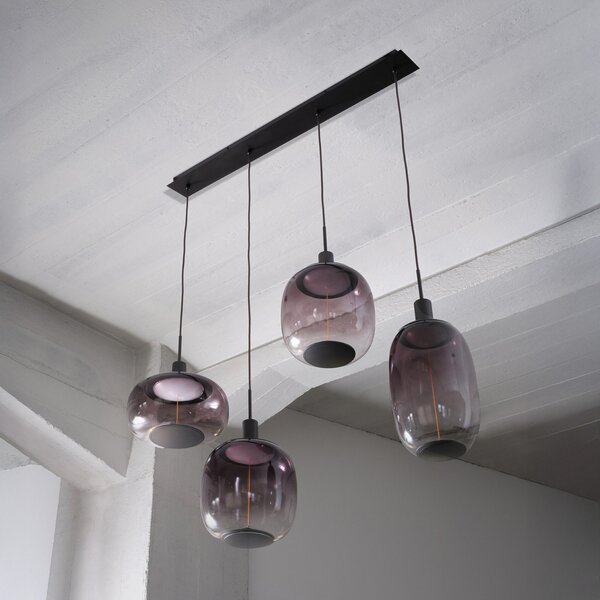 OSRAM висяща лампа Decor Needle Linear, сива, стомана, 4-fl. E27, Затъмняване, Сив, Дневна/трапезария, Метал, Модерен