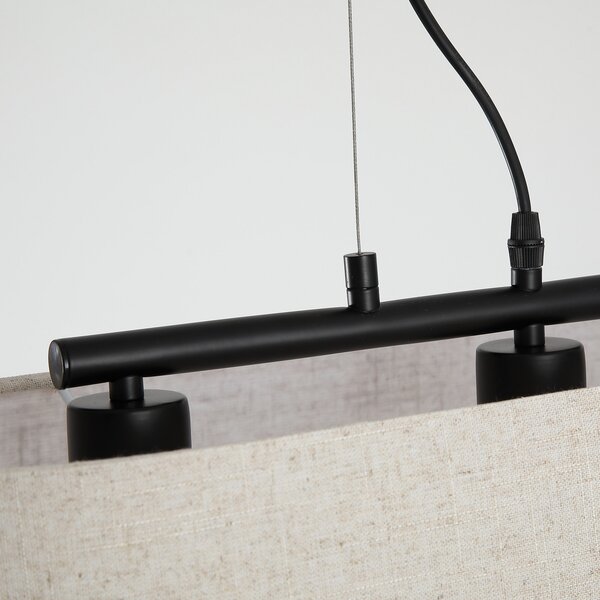 Searchlight Висяща лампа Hessian, дължина 60 cm, естествено бяла, лен/метал, Затъмняване, Бял, Дневна/трапезария, Плат / текстил