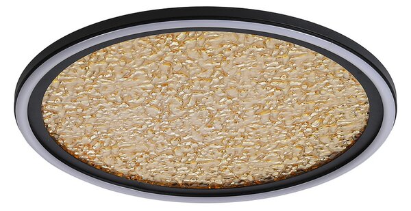 Searchlight LED плафон Luna, Ø 40 cm, черен/златист, метал, Затъмняване, Злато / месинг, Дневна/трапезария, Метал
