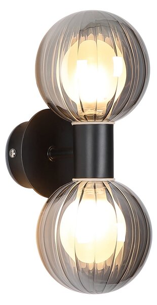 Searchlight Стена лампа за баня Lumisphere, черна/пушено сива Височина 28 cm 2-fl., Затъмняване, Черен, Баня, Стъкло