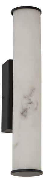 Searchlight LED стенна лампа за баня Wales черна/мраморна 35 cm стомана/смола, Затъмняване, Лилав, Баня, Метал