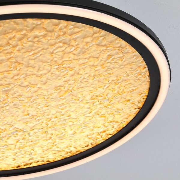 Searchlight LED плафон Luna, Ø 40 cm, черен/златист, метал, Затъмняване, Злато / месинг, Дневна/трапезария, Метал