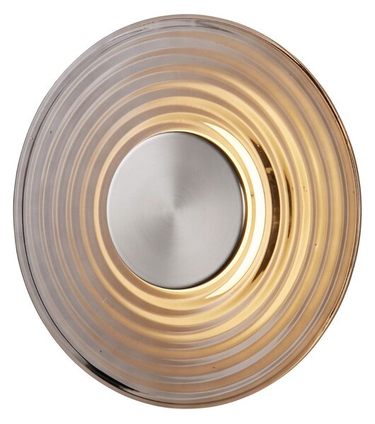 Searchlight LED стенна лампа Cleo, сива/никелова, Ø 30 cm, стъкло, Затъмняване, Сив, Дневна/трапезария, Стъкло, Модерен