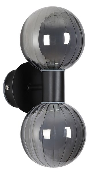 Searchlight Стена лампа за баня Lumisphere, черна/пушено сива Височина 28 cm 2-fl., Затъмняване, Черен, Баня, Стъкло