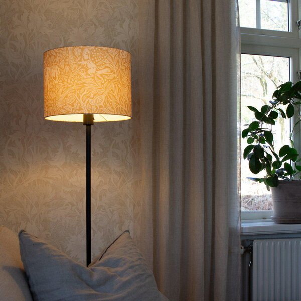PR Home Стелажна лампа Amy, жълто/черно, височина 150 cm, текстил, E27, Черен, Дневна/трапезария, Плат / текстил