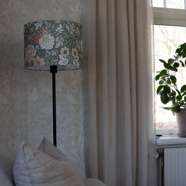 PR Home Стелажна лампа Amy, Dahlia зелено/черно, 150 cm, текстил, E27, Черен, Дневна/трапезария, Плат / текстил
