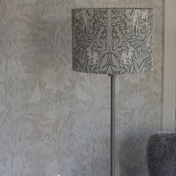PR Home Стелажна лампа Amy, Eldertree зелено/сиво, височина 150 cm, E27, Сив, Дневна/трапезария, Плат / текстил
