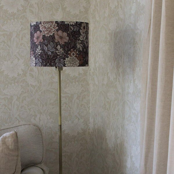 PR Home Стелажна лампа Amy, Dahlia кафяво/златно, височина 150 cm, текстил, E27, Кафяв / ръждив, Дневна/трапезария, Плат / текстил