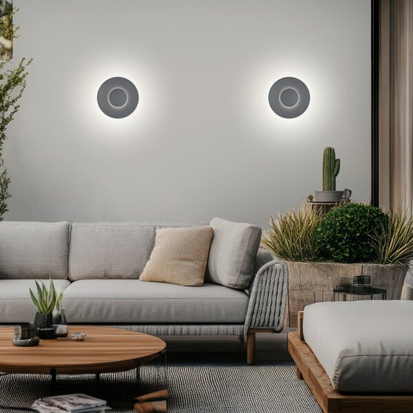 Helestra LED лампа за външна стена BUD 44, без димер, сива, IP65, Сив, Алуминий, Модерен