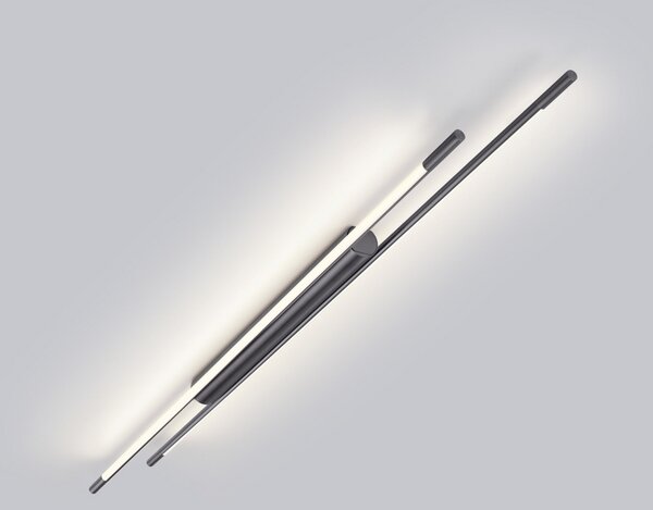 Helestra LED таванска лампа LEDA, титаново сива, 150 cm, с регулиране на, Затъмняване, Сив, кабинет / офис, Алуминий