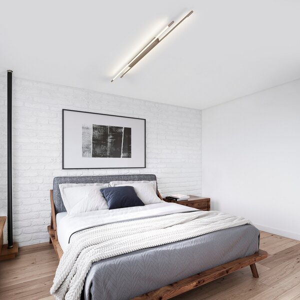 Helestra LED таванска лампа LEDA, кафява, дължина 150 cm, с регулируема яркост, Затъмняване, Кафяв / ръждив, кабинет / офис, Алуминий