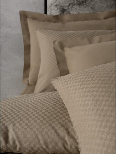 Кафяво двойно удължено спално бельо от памук Renforcé 240x220 cm Checkered – Mila Home Luxury