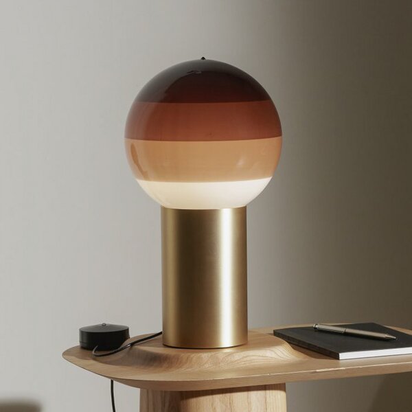 MARSET Настолна лампа Dipping Light, височина 22 cm, кафяво/месинг, Кафяв / ръждив, Дневна/трапезария, Стъкло, Дизайн