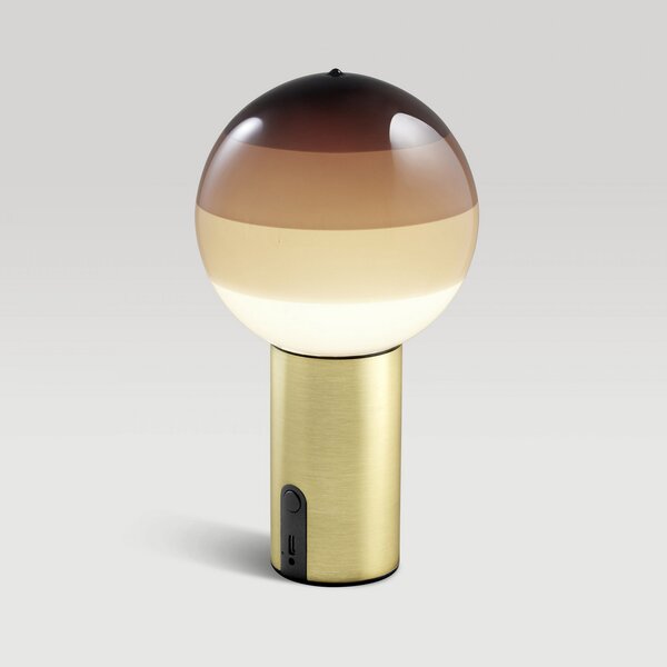 MARSET акумулаторна настолна лампа Dipping Light, кафява/месингова, с, Затъмняване, Кафяв / ръждив, Дневна/трапезария, Стъкло, Дизайн