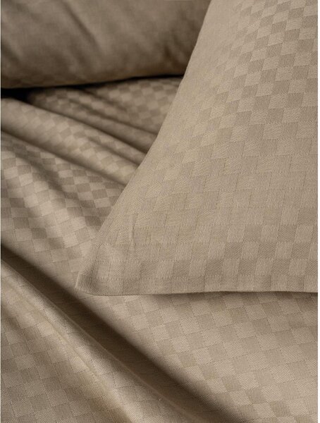 Кафяво двойно удължено спално бельо от памук Renforcé 240x220 cm Checkered – Mila Home Luxury