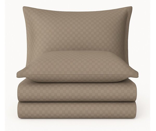 Кафяво двойно удължено спално бельо от памук Renforcé 240x220 cm Checkered – Mila Home Luxury