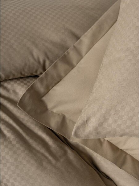 Кафяво двойно удължено спално бельо от памук Renforcé 240x220 cm Checkered – Mila Home Luxury