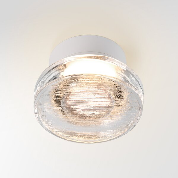 MARSET LED лампа за външна стена Roc, Ø 17 cm, бяла/прозрачна, Затъмняване, Бял, Алуминий, Дизайн