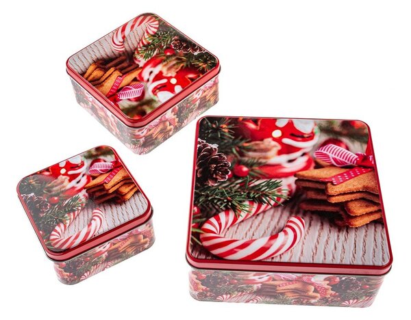 Метални кутии за сладкиши в комплект 3 бр. Christmas – Dakls