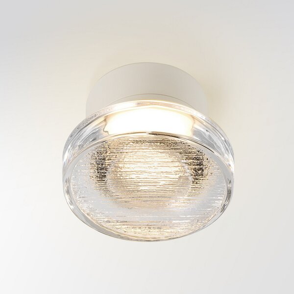 MARSET LED лампа за външна стена Roc, Ø 14 cm, бяла/прозрачна, Затъмняване, Бял, Алуминий, Дизайн