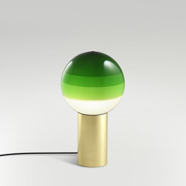 MARSET Настолна лампа Dipping Light S, зелена/месинг, Затъмняване, Злато / месинг, Дневна/трапезария, Стъкло, Дизайн